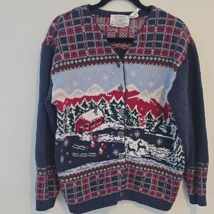 Northern Reflections Men's Cardigan in Blue and Red